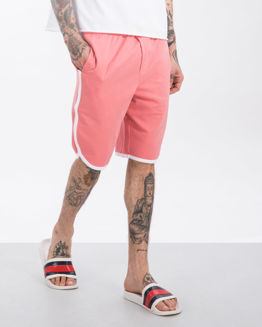 mens pink fleece shorts