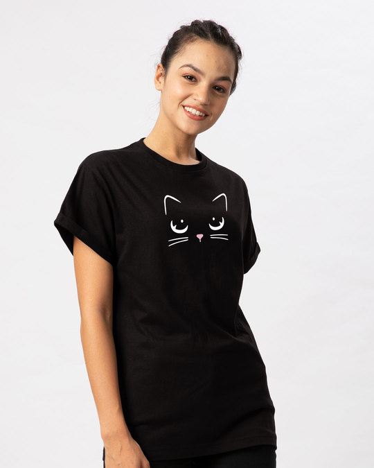 Shop Minimal Meow Boyfriend T-Shirt-Back