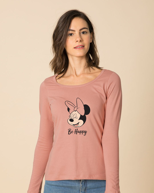 Shop Minnie Be Happy Scoop Neck Full Sleeve T-Shirt (DL)-Front