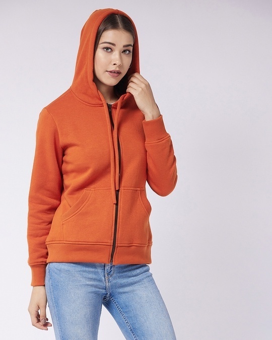 Shop Women's Red  Relaxed Fit Hoodie-Full