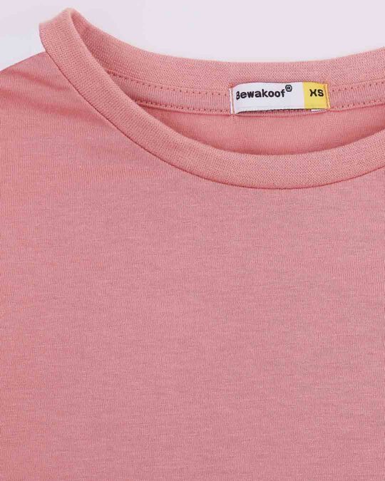 Shop Misty Pink -White Shoulder Sleeve T-Shirt