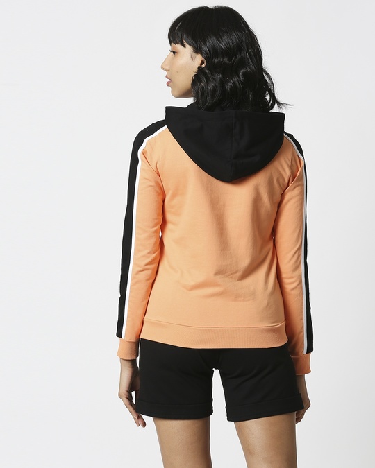 Shop Orange Rush Shoulder Sleeves Fleece Hoodie