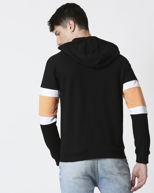 Download Buy Orange Rush Men's Colorblock Zipper Hoodie Plain For Men Online India @ Bewakoof.com