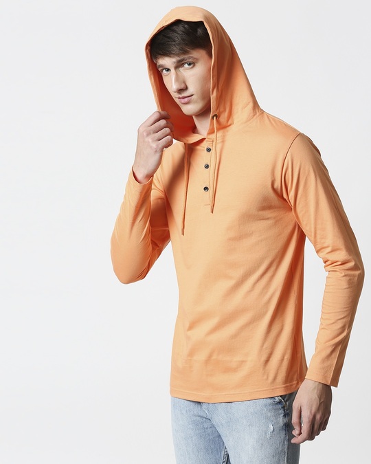 Download Buy Orange Rush Men's Henley Hoodie T-Shirt Plain For Men ...