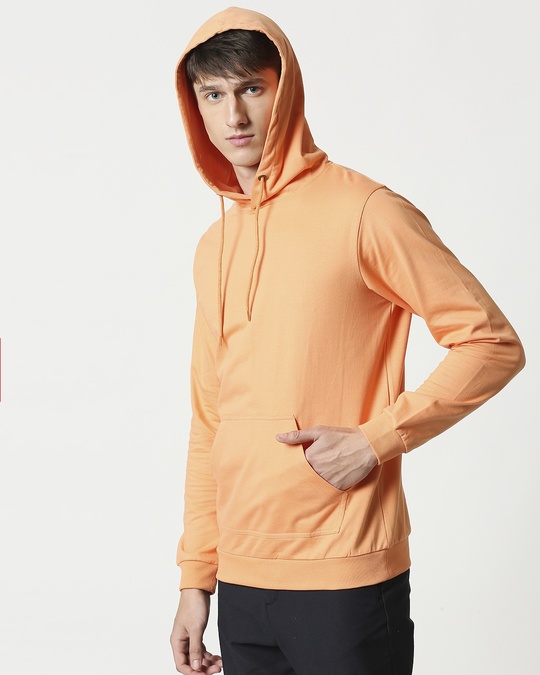 Download Buy Orange Rush Men's Fleece Hoodie Plain For Men Online ...