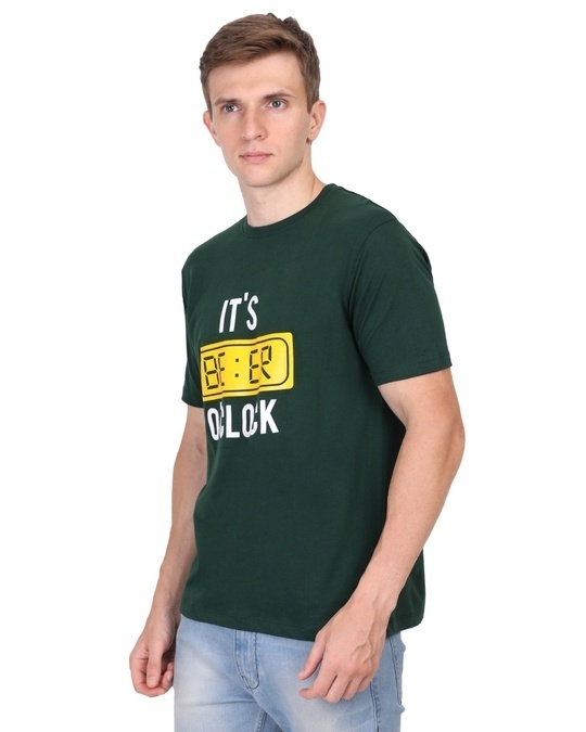 Shop Unisex Green Beer O' Clock Cotton T-shirt-Back