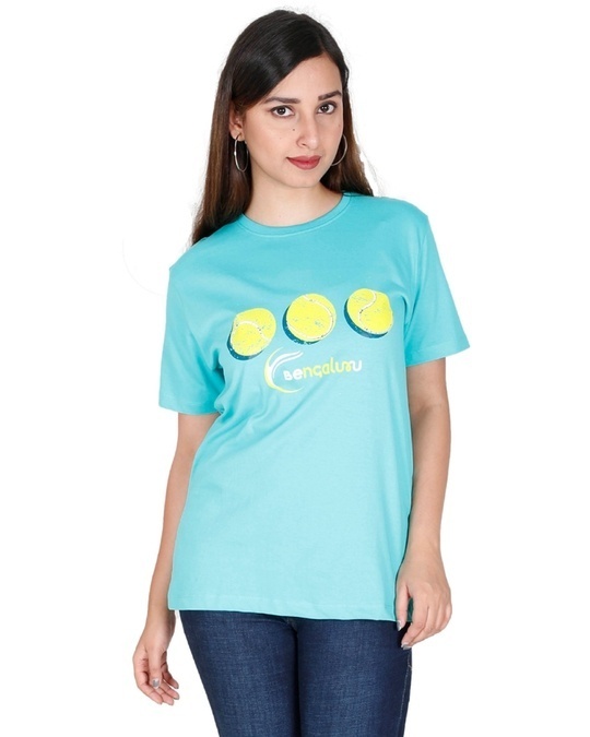 Shop Unisex Green Tennis Ball Typography Cotton T-shirt-Front