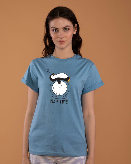 Shop Nap Penguin Boyfriend T-Shirt-Front
