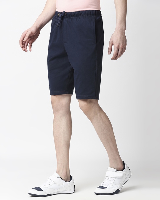 Shop Navy Blue Casual Shorts-Back