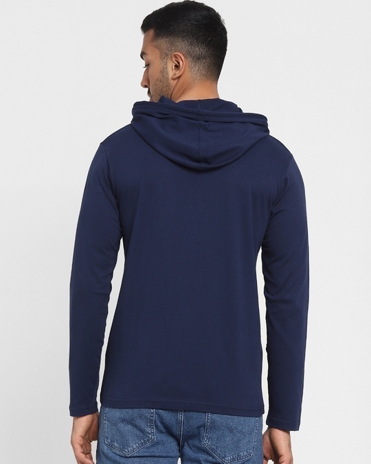 Shop Men's Navy Blue Full Sleeve Hoodie T-shirt-Design