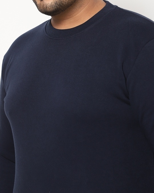 Shop Navy Blue Plus Size Crewneck Sweatshirt