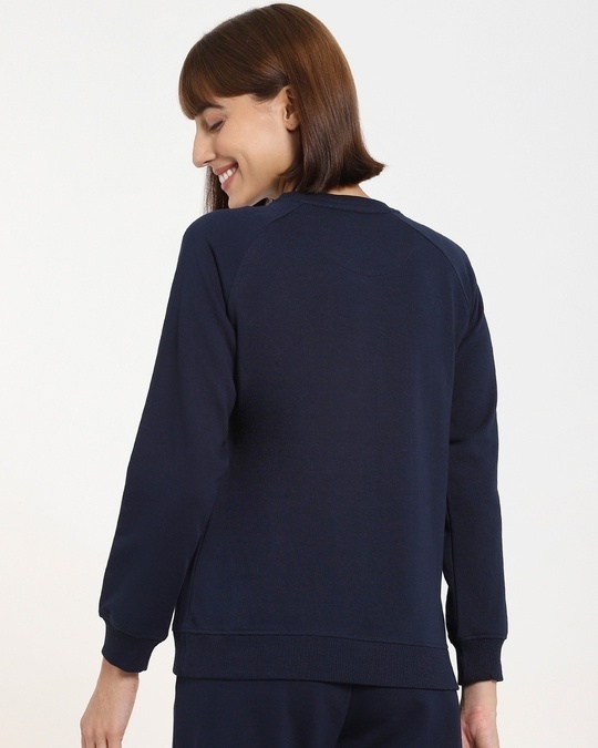 Shop Navy Blue Plus Size Solid Sweatshirt-Full