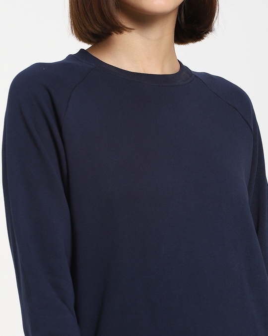 Shop Navy Blue Plus Size Solid Sweatshirt