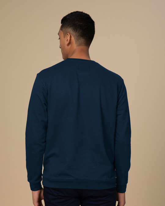 Buy Navy Blue Plain Full Sleeve Crew Neck Sweatshirt For Men Online ...
