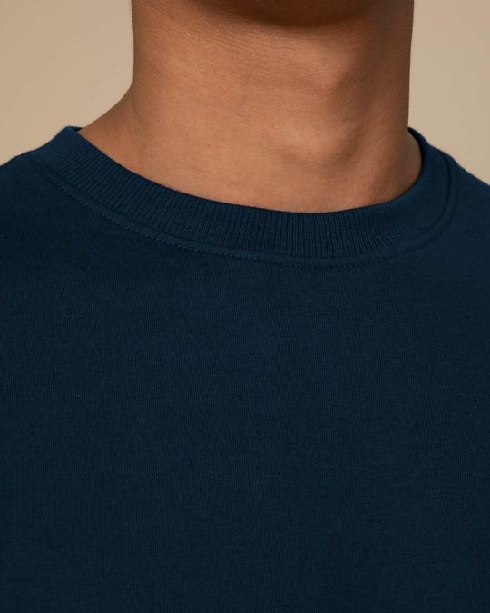 Buy Navy Blue Plain Full Sleeve Crew Neck Sweatshirt For Men Online ...