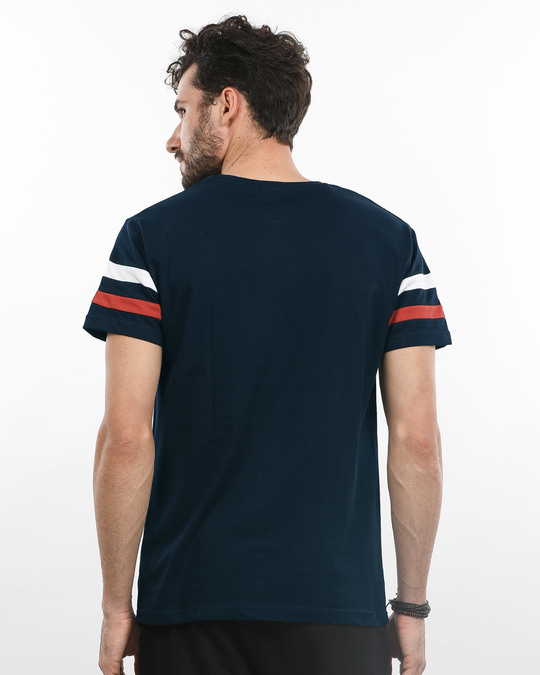 Navy Blue-Rust Orange-White Sports Trim T-shirt - Plain Mens Sports ...