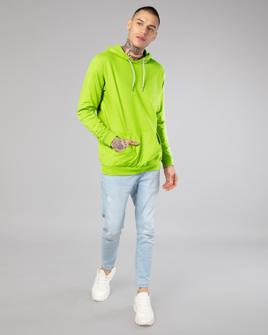 green hoodie outfit men