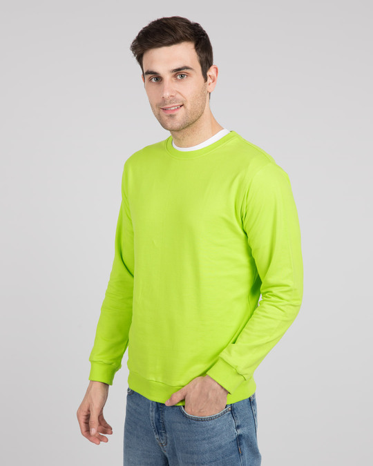 Buy Neon Green Plain Full Sleeve Sweater For Men Online India