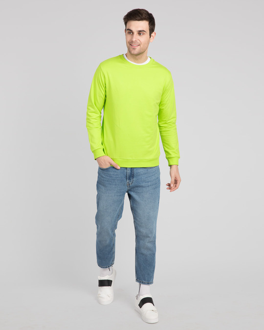 Buy Neon Green Plain Full Sleeve Sweater For Men Online India