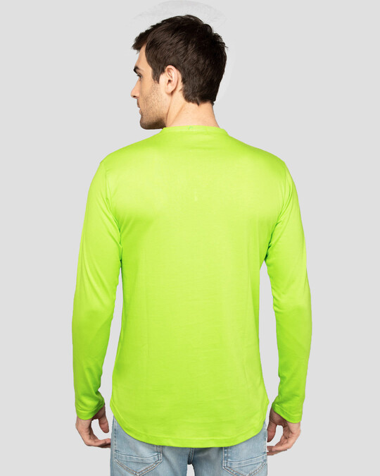 Shop Neon Green Full Sleeve Henley T-Shirt-Design