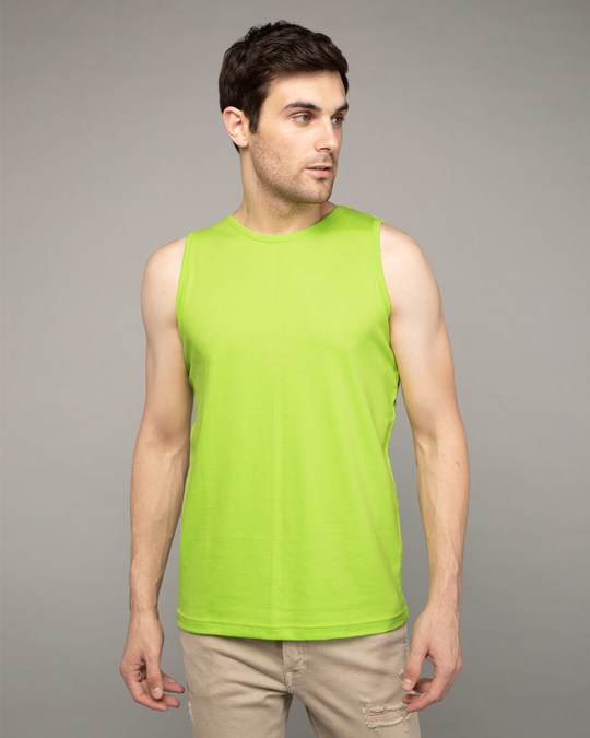 Buy Neon Green Plain Sleeveless Vest For Men Online India @ Bewakoof.com