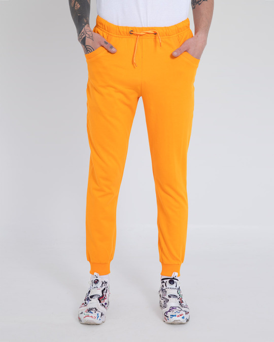 Neon Orange Casual Jogger Pants