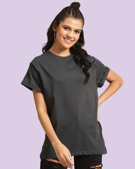 Shop Nimbus Grey Boyfriend T-Shirt-Front