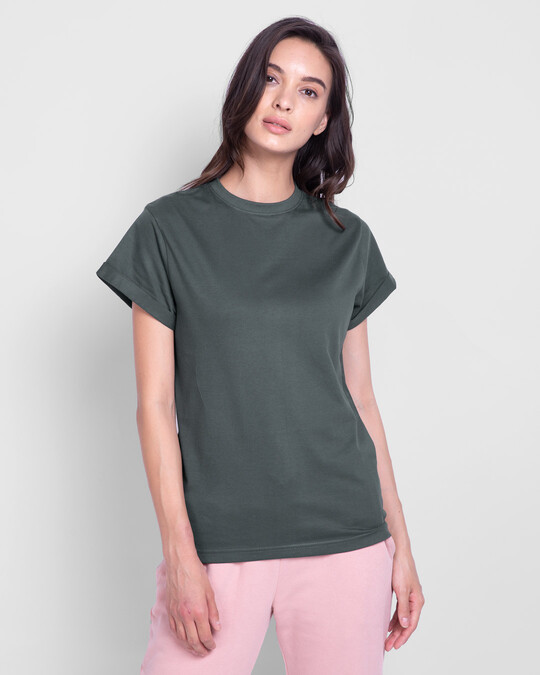 Shop Nimbus Grey  Boyfriend T-Shirt-Front