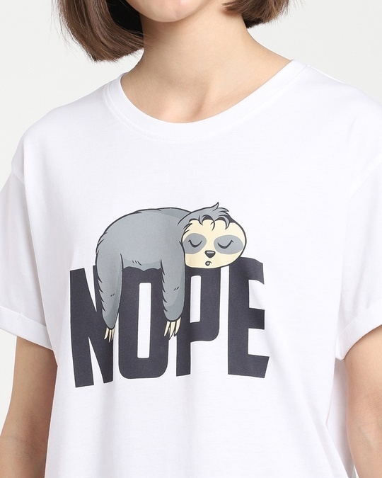 Shop Women's White Nope Lazy Boyfriend T-shirt