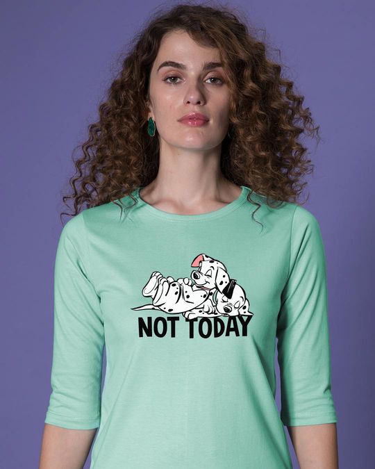 Shop Not Today Dalmations Round Neck 3/4th Sleeve T-Shirt (DL)-Front