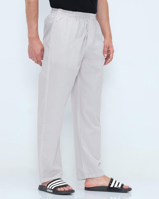 Shop Men's White Polka Print Pyjama-Full