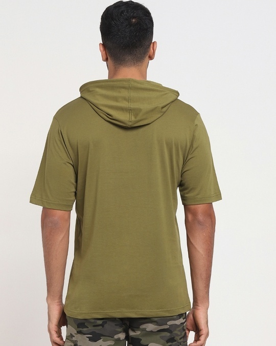 Shop Men's Olive Branch Half Sleeve Hoodie T-shirt-Design