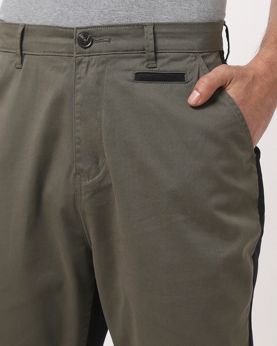 Shop Olive Solid Two Color Chinos