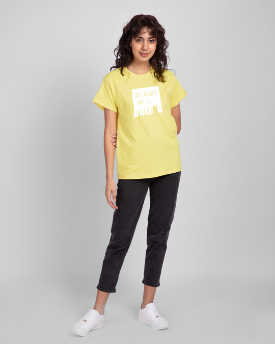 Shop One Chance Boyfriend T-Shirt Pastel Yellow-Design