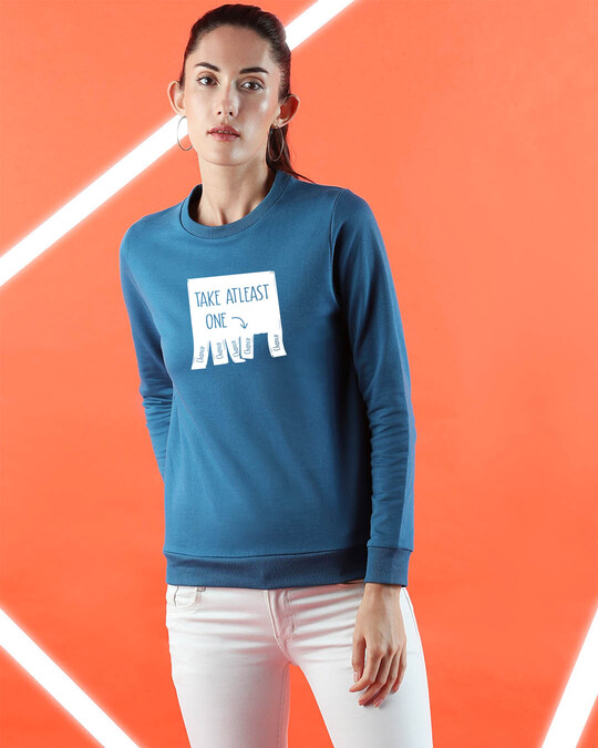 Shop One Chance Fleece Sweatshirt AW19 Digital Teal-Front