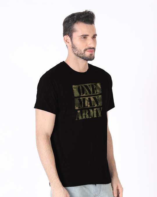 Buy One Man Army Black Printed Half Sleeve T-Shirt For Men Online India ...