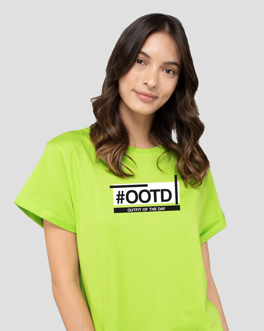 Shop OOTD  Boyfriend T-Shirt Neon Green-Front