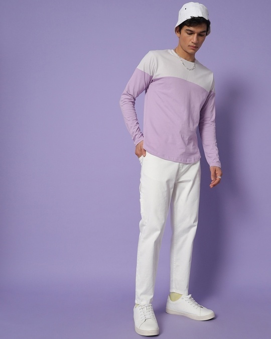 Shop Men's Feel Good Lilac Colorblock Full Sleeve T-shirt-Full