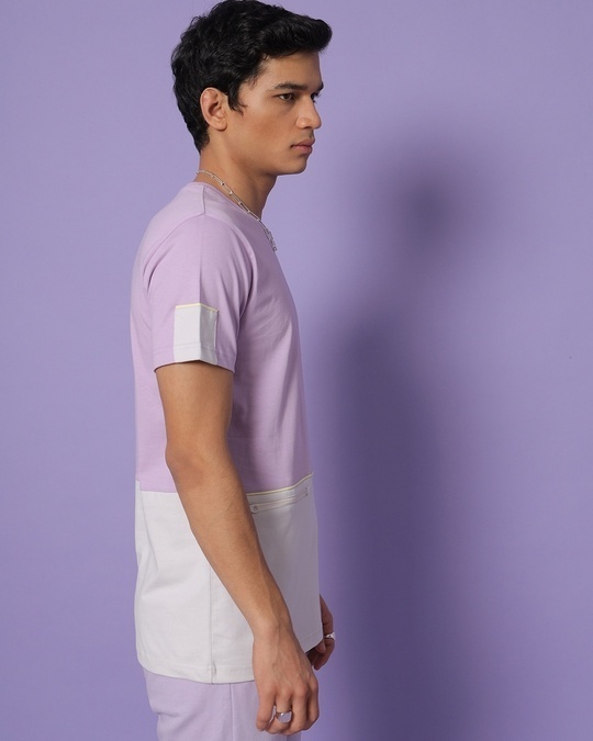 Shop Men's Feel Good Lilac Zip Color Block T-shirt-Back