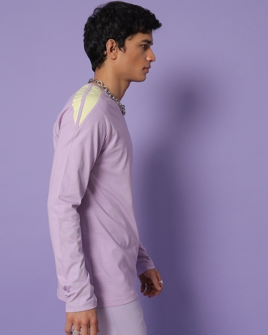 Shop Men's Feel Good Lilac Colorblock Full Sleeve T-shirt-Back