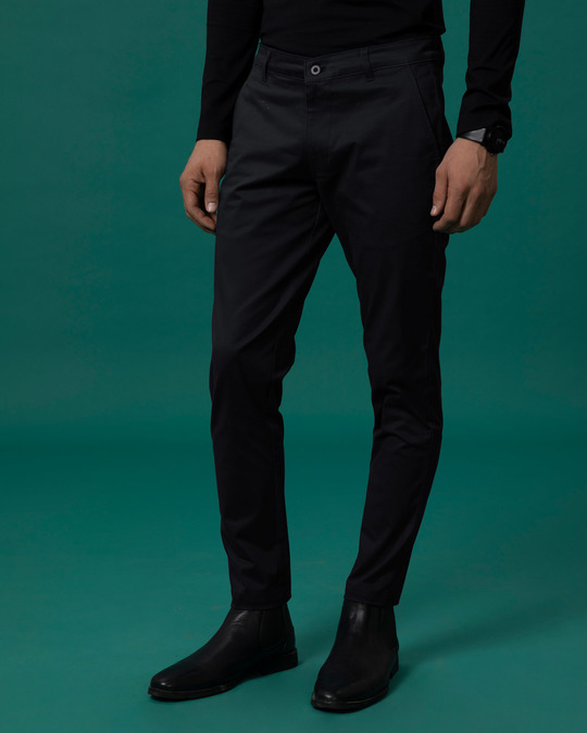 Buy Outer Black Slim Fit Cotton Chino Pants for Men black Online at ...