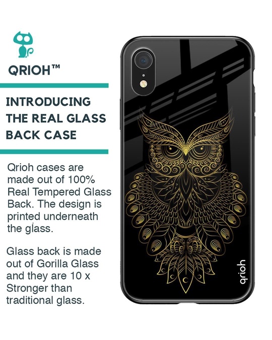 Shop Owl Printed Premium Glass Cover for iPhone XR (Shock Proof, Lightweight)-Back