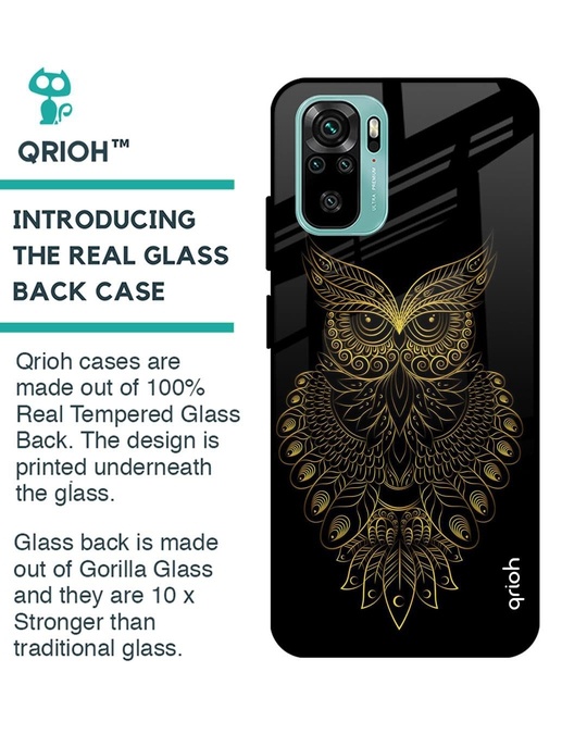 Shop Owl Printed Premium Glass Cover for Xiaomi Redmi Note 10 (Shock Proof, Lightweight)-Back