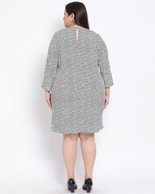Shop Women's Plus Size White Printed V-Neck Dress-Back