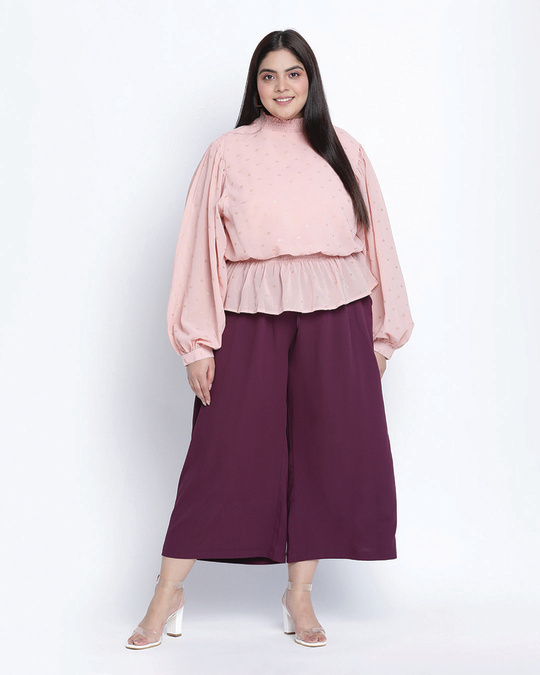Shop Women's Pink Self Design Regular Fit Top-Design