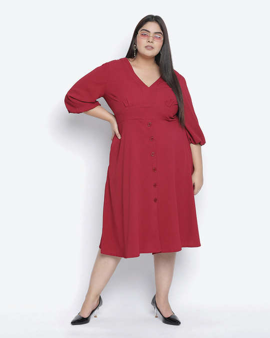 Shop Women's Red Regular Fit Dress-Back
