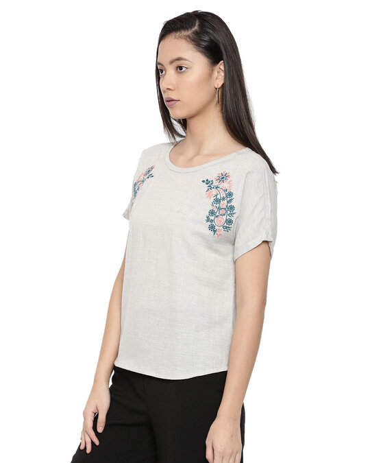 Shop Women's Grey Abstract Full Sleeve Top-Design