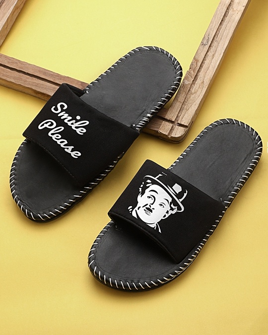 Shop Charlie Black Slipper Flipflops Slides For Men-Front