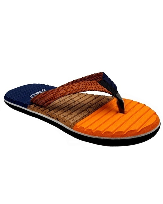 Shop V Tricolor Orange Slipper Flipflops Slides For Men-Full