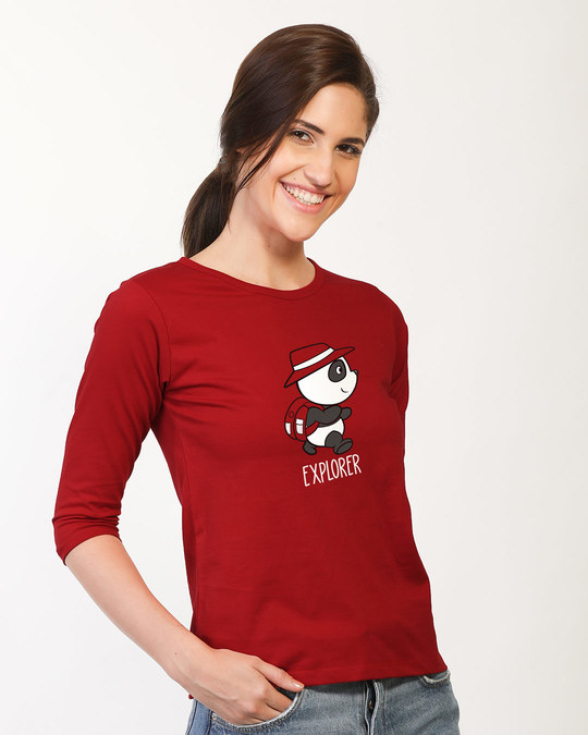 Shop Panda Explorer Round Neck 3/4th Sleeve T-Shirt-Back